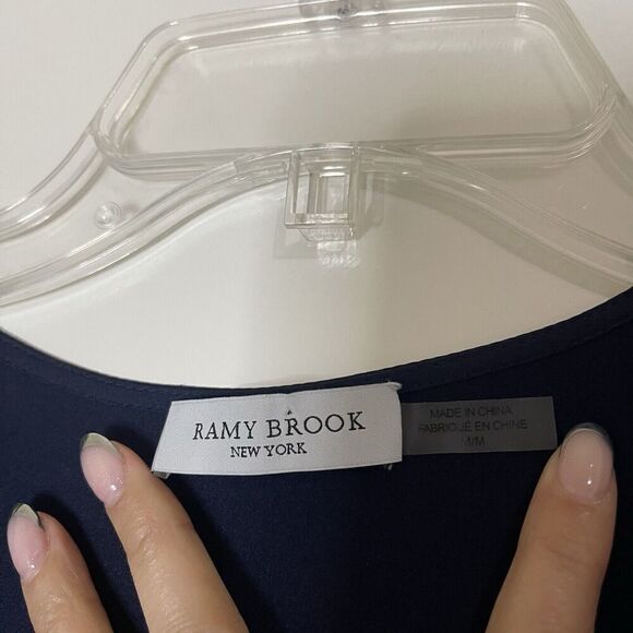 Ramy Brook Navy satin Sleeveless vneck jumpsuit size medium - Picture 4 of 10